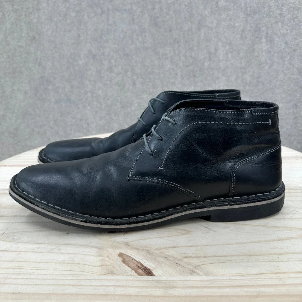 Steve Madden Black Leather Chukka Desert Ankle Boots Mens 13 Lace Up Oxford Shoe